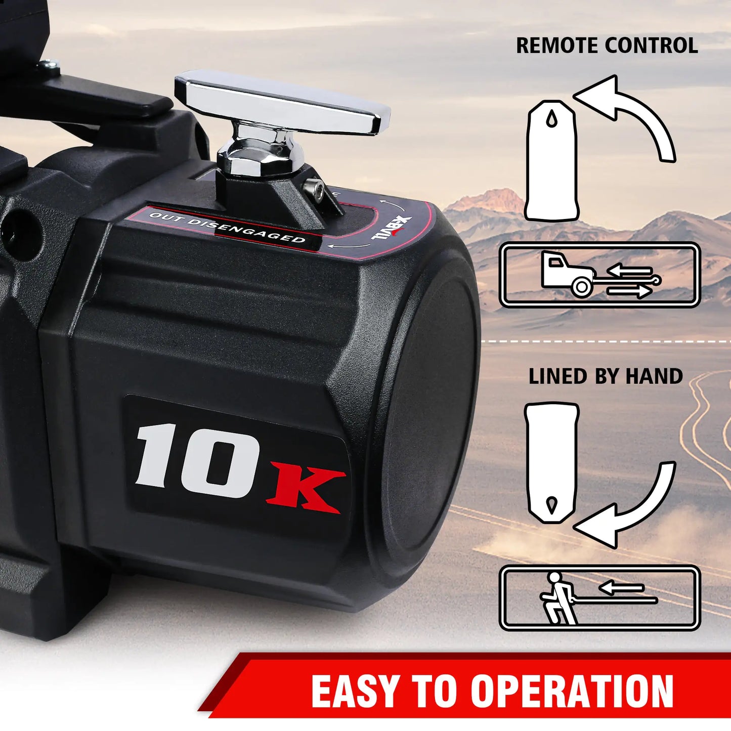 X-BULL Winch - 10000 Lbs BJ Load Capacity Electric Winch Kit - 12V Synthetic Rope Winch, Waterproof IP67 Electric Winch With Rope Fairlead With Wireless Handheld Remote Control And Wired Control Recov